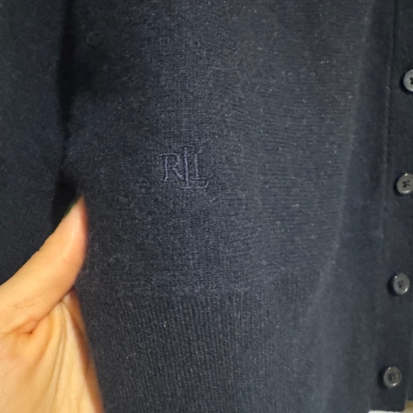 LAUREN RALPH LAUREN NWT 100% Washable Cashmere Dolman Sleeve Cardigan Navy S - Picture 3 of 10
